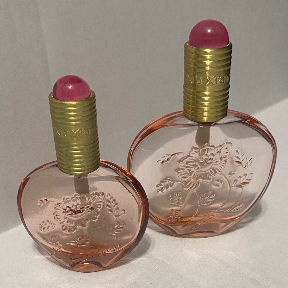 Pink and Gold Floral Perfume Bottles